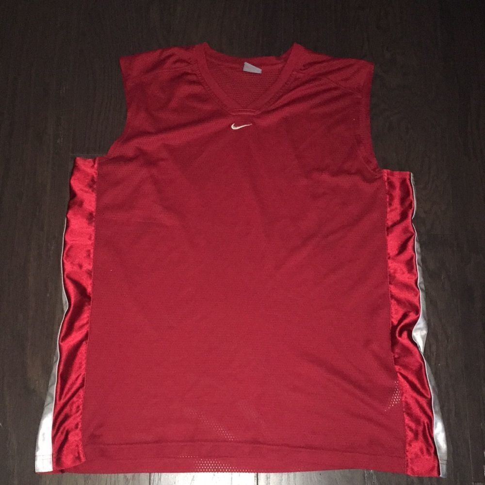 Nike Red & White stripe  Basketball Tank Sleeveless Jersey T shirt XL mens